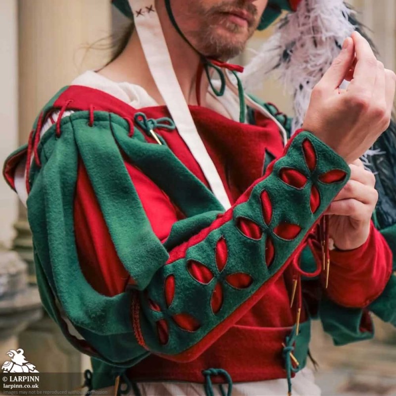 Landsknecht Sleeve - Bloom - Green & Red - LARP Costume