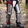 Soldier Leg Protection - Polished Steel - LARP Armour
