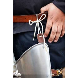 Soldier Leg Protection - Polished Steel - LARP Armour
