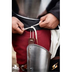 Soldier Leg Protection - Polished Steel - LARP Armour