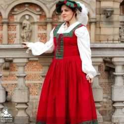 Kampfrau Dress - Landsknecht - Green & Red - LARP Costumes