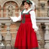 Kampfrau Dress - Landsknecht - Green & Red - LARP Costumes