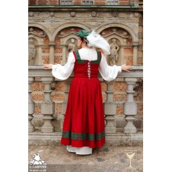 Kampfrau Dress - Landsknecht - Green & Red - LARP Costumes