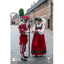 Kampfrau Dress - Landsknecht - Green & Red - LARP Costumes