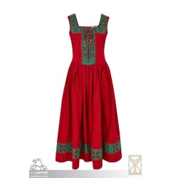 Kampfrau Dress - Landsknecht - Green & Red - LARP Costumes