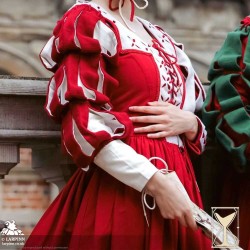 Landsknecht Sleeve - Waterfall - Red & White - LARP Costume