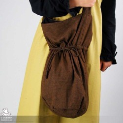 Yanif Fabric Shoulder Bag - Brown - LARP Costume