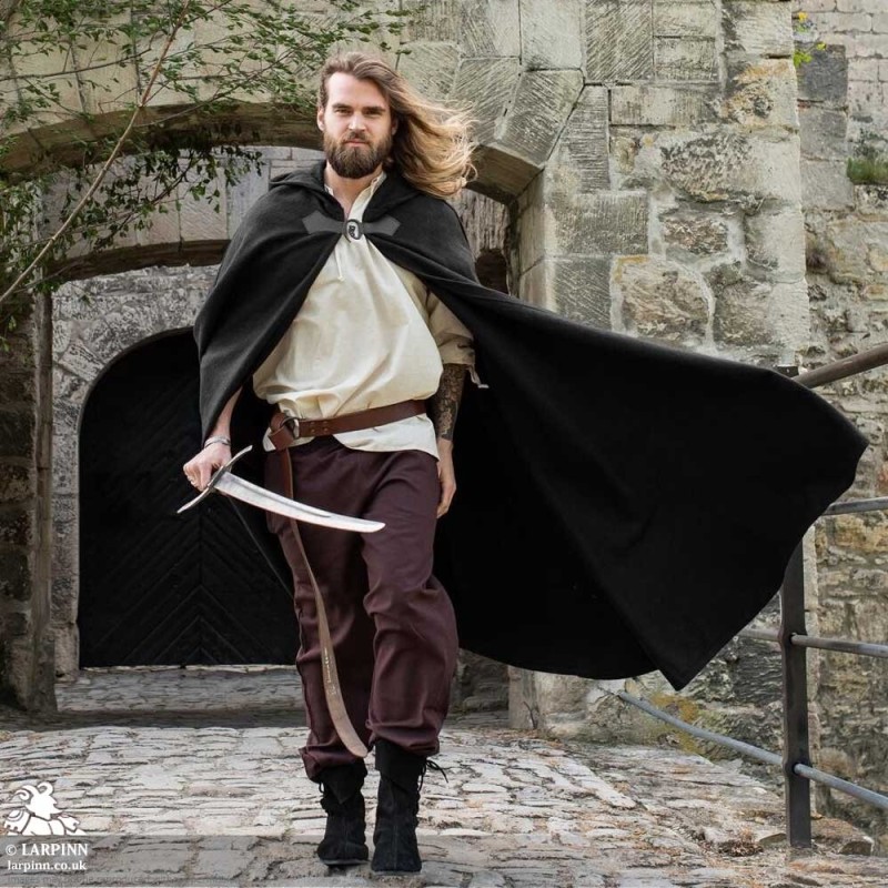 Tylus Wool Cloak - Black - LARP Cape