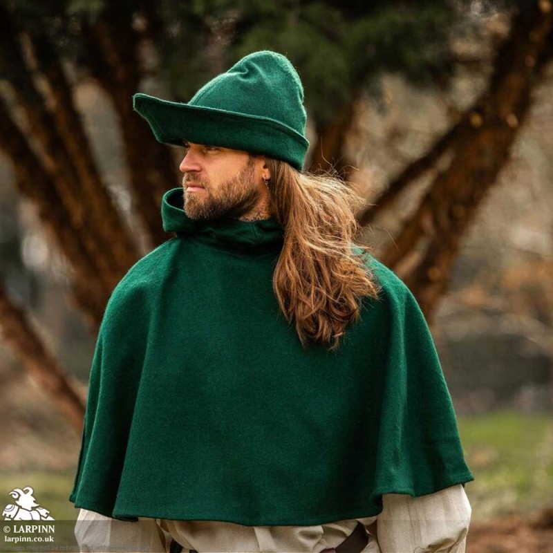 Woollen Robin Hood Hat - Green - LARP Costume