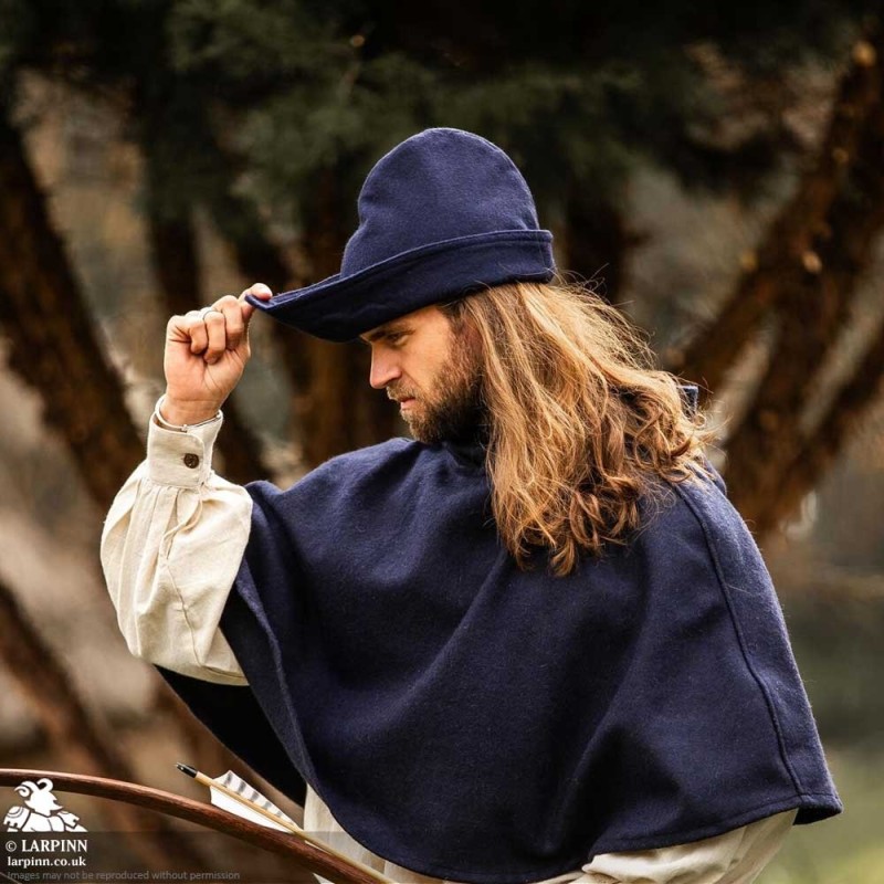 Woollen Robin Hood Hat - Blue - LARP Costume