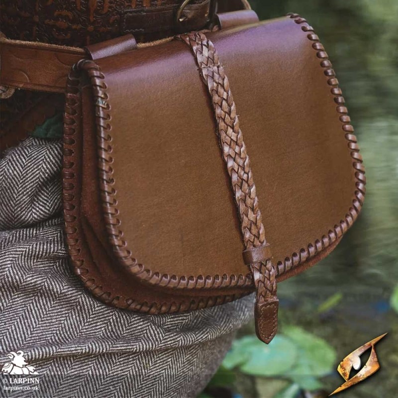 Medieval Laced Pouch - Brown - Large - LARP Costumes