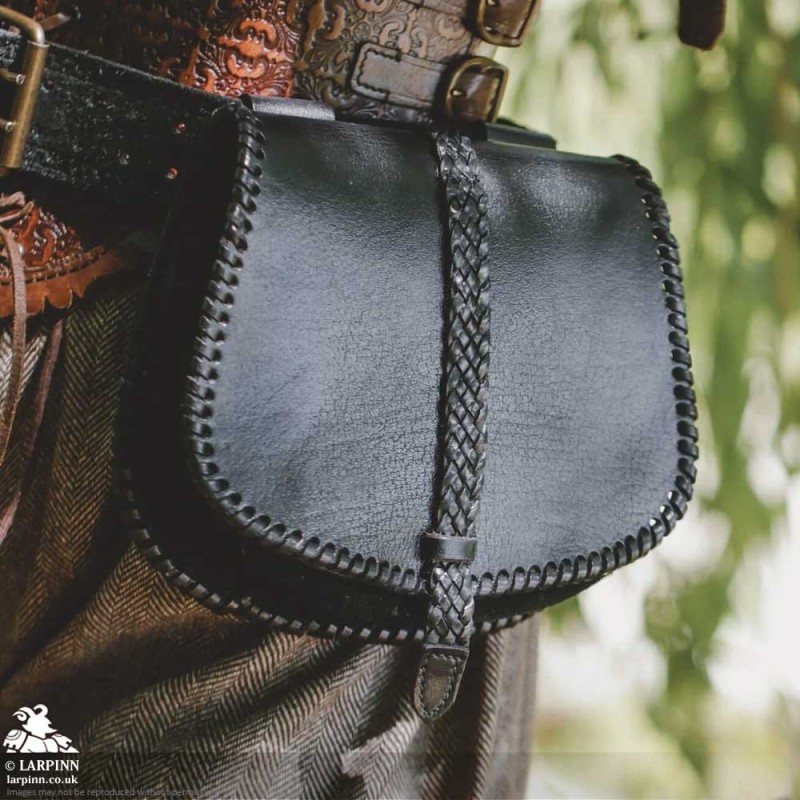 Medieval Laced Pouch - Black - Large - LARP Costumes