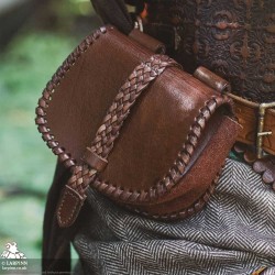 Medieval Laced Pouch - Brown - Small - LARP Costume