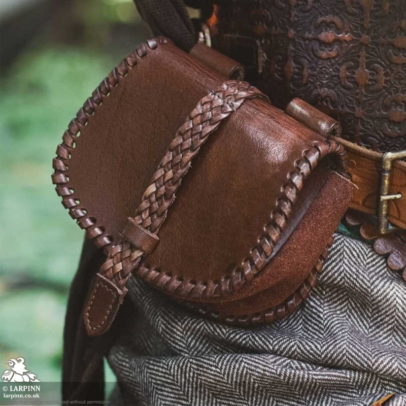 Medieval Laced Pouch - Brown - Small - LARP Costume