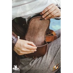 Medieval Laced Pouch - Brown - Small - LARP Costume