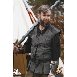 Rugged Canvas Jerkin - Grey & Black - LARP Costume