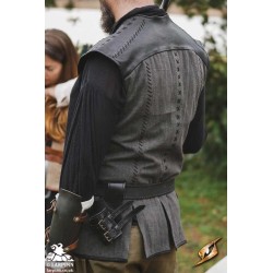 Rugged Canvas Jerkin - Grey & Black - LARP Costume