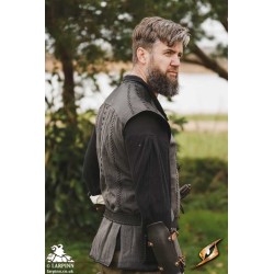 Rugged Canvas Jerkin - Grey & Black - LARP Costume