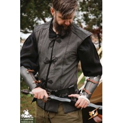 Rugged Canvas Jerkin - Grey & Black - LARP Costume