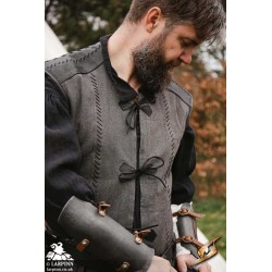 Rugged Canvas Jerkin - Grey & Black - LARP Costume
