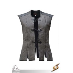 Rugged Canvas Jerkin - Grey & Black - LARP Costume