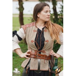 Rugged Canvas Jerkin - Dryad Green & Brown - LARP Costume