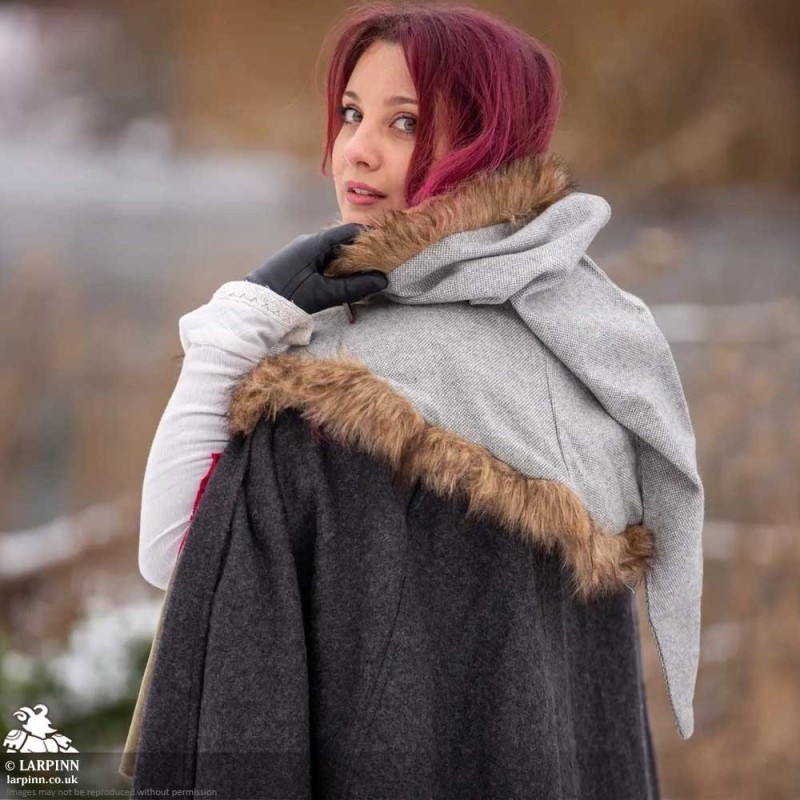Fimbul Hood - Wool - Light Grey - LARP Costume