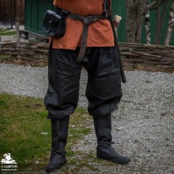 Woden Linen Viking Breeches - Black - LARP Trousers