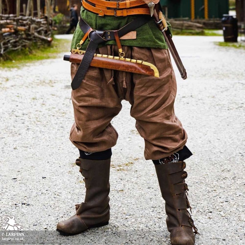 Wodan Linen Viking Breeches - Brown - LARP Trousers