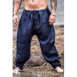 Wodan Linen Viking Breeches - Dark Blue - LARP Trousers