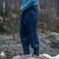 Wodan Linen Viking Breeches - Dark Blue - LARP Trousers