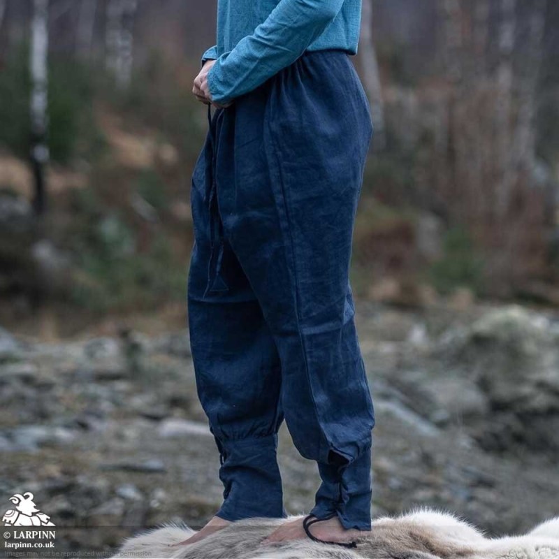 Wodan Linen Viking Breeches - Dark Blue - LARP Trousers