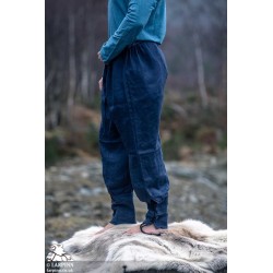 Wodan Linen Viking Breeches - Dark Blue - LARP Trousers