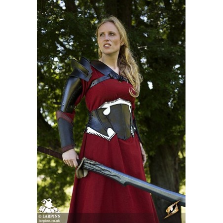 Warrior Bracers - Leather - Black & Red