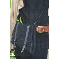 Duke Leather Shoulder Bag - Black