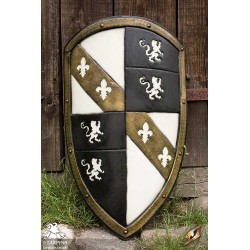 Lion Knight Shield - White & Gold - 32IN x 20IN - LARP