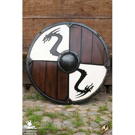 Viking White Dragon Shield - Wood - 32IN - LARP