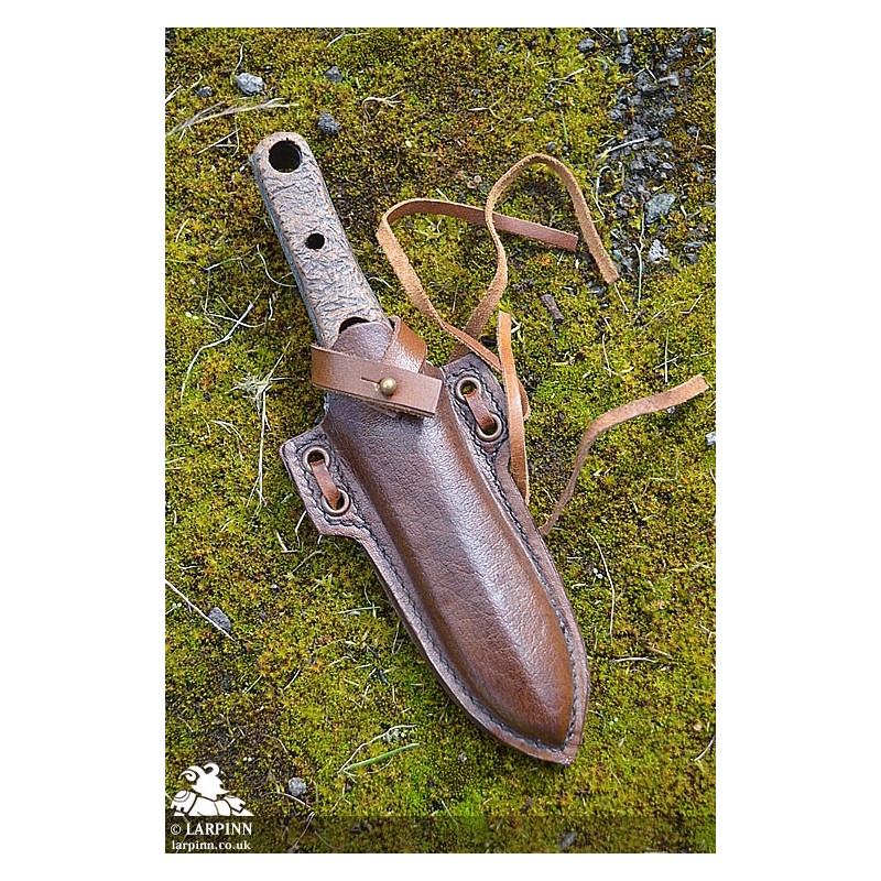 Thrust Throwing Knife and Holder - Brown