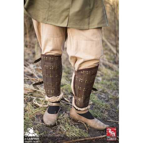 Fighter Leather Greaves - S - Brown