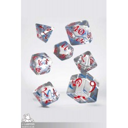Classic RPG Translucent Blue & Red Polyhedral Dice Set