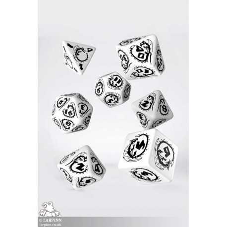 Dragon RPG White & Black Polyhedral Dice Set