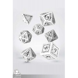 Elvish RPG White & Black Polyhedral Dice Set