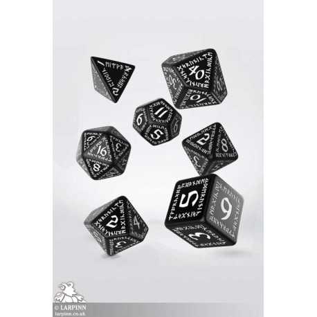 Runic RPG Black & White Polyhedral Dice Set