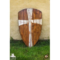 Crusader Shield - Wood/White - 36IN x 24IN - LARP