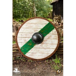Thegn Saxon Shield - Green Stripe - 32IN - LARP