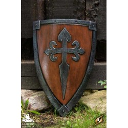 Crusader Shield - Wood/Steel - 28IN x 20IN - LARP