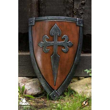 Crusader Shield - Wood/Steel - 28IN x 20IN - LARP