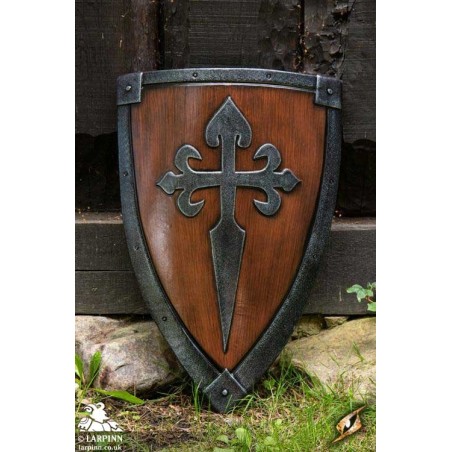 Crusader Shield - Wood/Steel - 28IN x 20IN - LARP