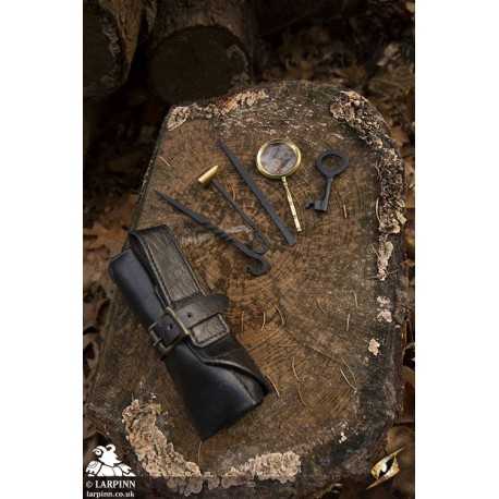 Thieves Tools in Leather Roll Bag - Black