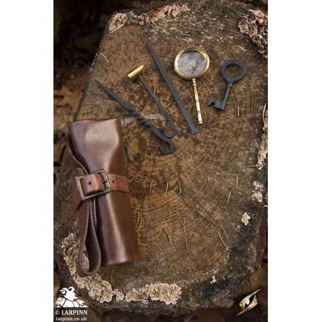 Thieves Tools in Leather Roll Bag - Brown